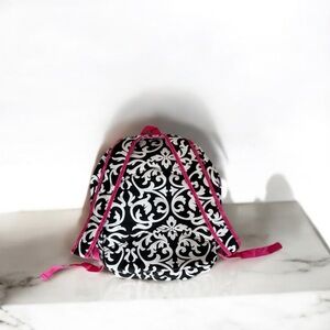 Stylish Black and White Women's Backpack with Pink Accents